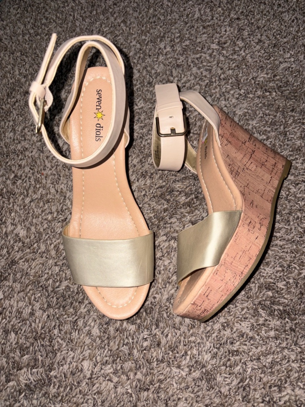 Seven Dials Women's Metallic Gold Cork Wedge Sandals